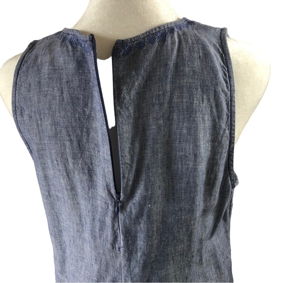 Artisan NY Embroidered Linen Shift Dress Women 8 Light Blue and Darker Embroider - Picture 6 of 8
